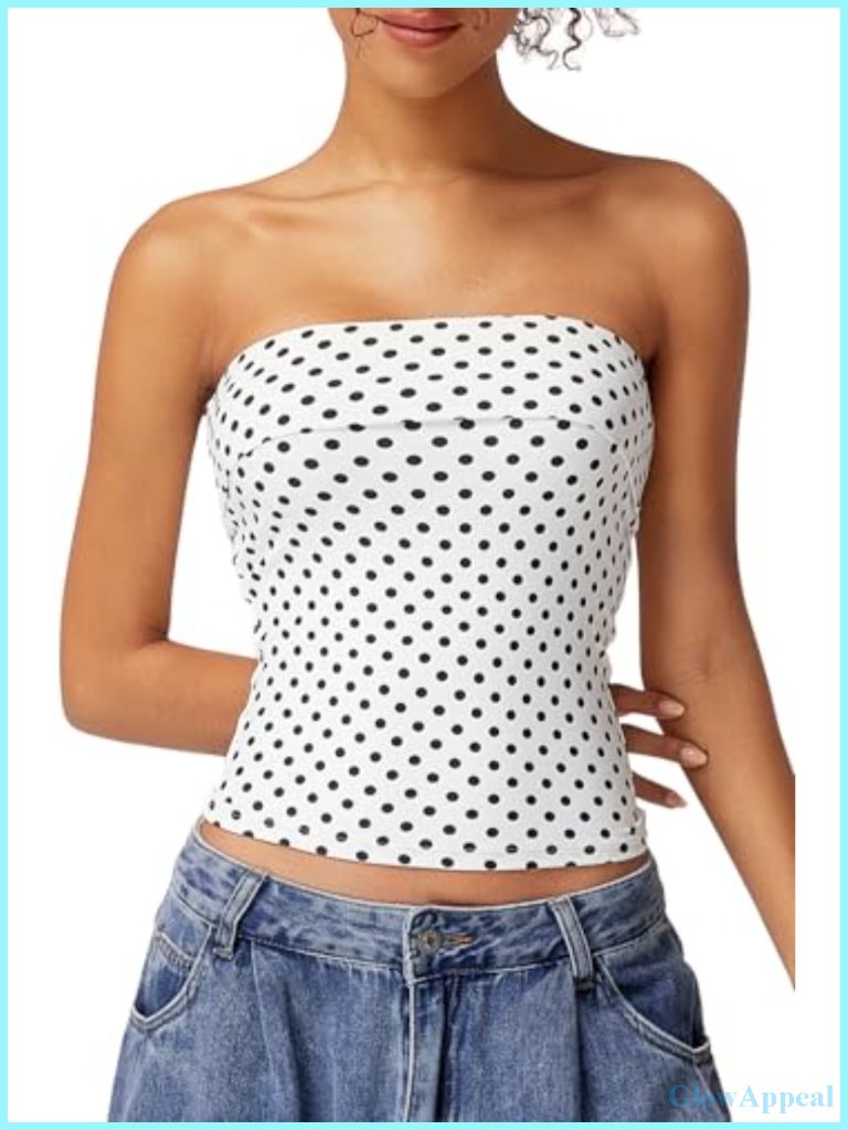 Double Lined Slim Fit Strapless Bandeau Tank Top Summer Going Out